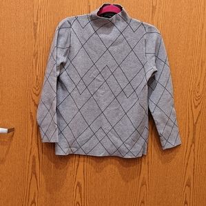 Tahari Windowpane Mockneck Sweater